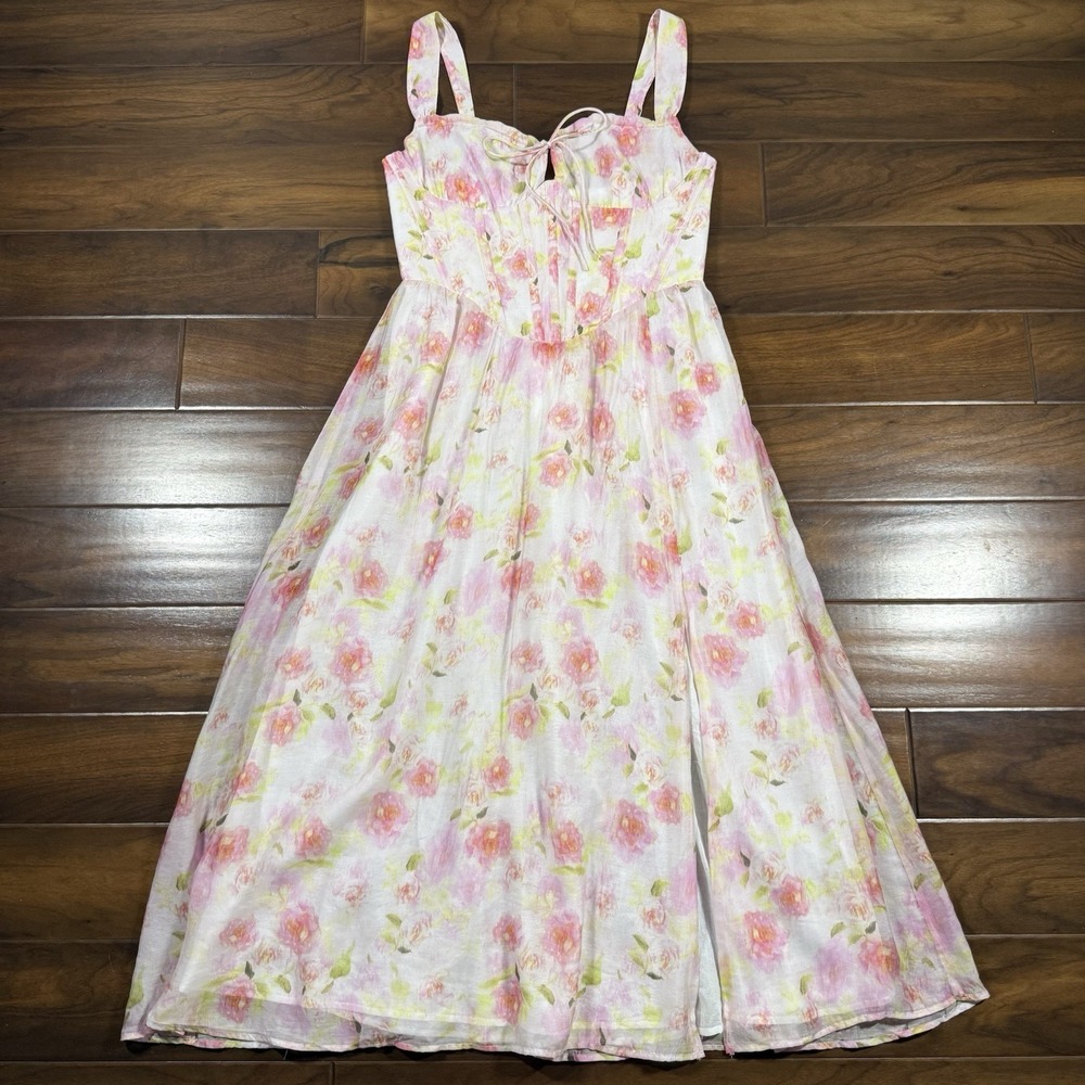Bardot Women's Size US‎ 10 Pink Floral Sleeveless Esra Printed Midi Dress